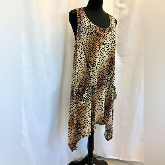 𝅺JOSEPH Ribkoff leopard print sleeveless asymmetrical blouse top Sz 10 NWOT - Picture 5 of 12